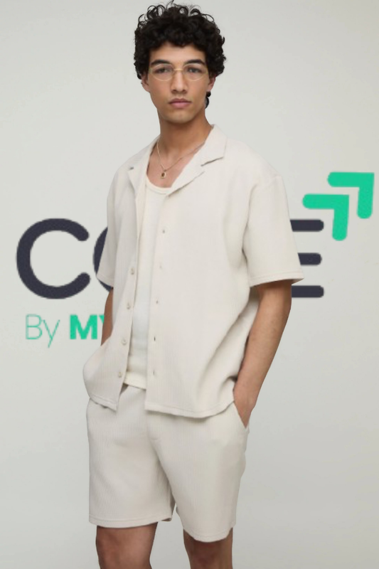 Oversized Revere Pleated Shirt & Short Set